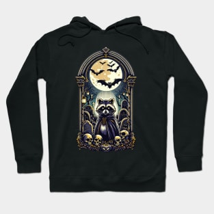 Gothic Raccoon Graveyard Guardian Hoodie